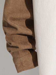 1 Piece Tween Boy 休闲运动学院艺术风格复古宽松版型灯芯绒材质面料多色拼接连帽长袖衬衫适合返校适合生日派对、晚会、表演、婚礼、洗礼、开幕式日常适合日常使用适合上学适合旅行适合运动适合春夏秋季 - 卡其色 - 查看 8