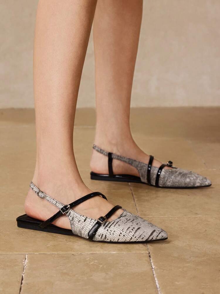 LADIES FASHION PERSONALIZED MULTI-STRAP BACKLESS FLAT LOAFERS, HALLOWEEN