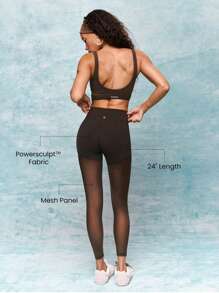 GLOWMODE 24 Zoll Powersculpt™ Move Mesh Leggings Yogahose, Hochleistungslaufen, Joggen, Training, Fitness-Studio Workout - Schokoladenbraun - Übersicht 2