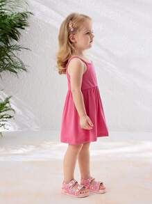 Cozy Pixies 1 双夏季可爱女童粉色碎花图案钩环休闲公主时尚百搭软底平底凉鞋