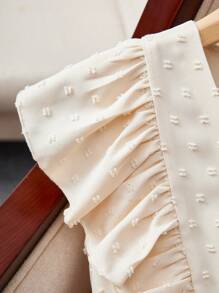 女童甜美可爱杏色纯色荷叶边下摆衬衫 - 杏色 - 查看 7