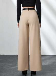 CLARA VERO PANTALONES ANCHOS CON CINTA DE CONTRASTE PARA MUJER CON CINTURÓN