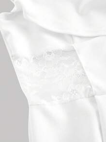 SHEIN MOD Women's White Lace Ruffle Camisole Jumpsuit - White - View 4