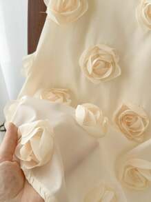 SHEIN Little Byeori Young Girl Loose Casual Bowknot Decor 3D Floral Fabric Dress - White - View 4