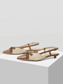 MOTF Sandalias planas para mujeres con tira de lazo, puntera puntiaguda y talón bajo, versátiles y de moda