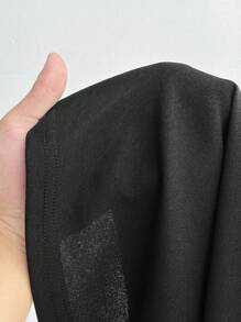 Viva Relle Đầm tay ngắn thắt nút phía trước gợi cảm và thanh lịch cho nữ cỡ lớn - Đen và trắng - Xem 9