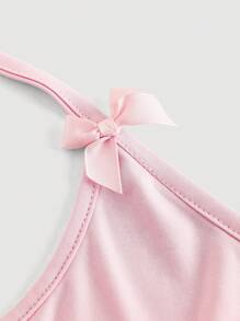 SHEIN MOD Neck Bowknot Decor Ruffle Hem Camisole - Pink - View 4