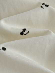 Loomiva 2pcs Baby Girl Multipack Long Sleeve Fruit Pattern Knit Soft Round Neck Short Sleeve Bodysuit Set - Multicolor - View 7