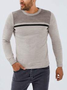 RueChic Men Colourblock Jumper - Light Grey - View 4