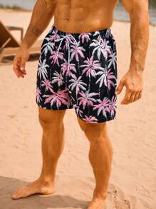 Surfspeed Men's Casual Coconut Tree Print Beach Shorts - Multicolor - View 3