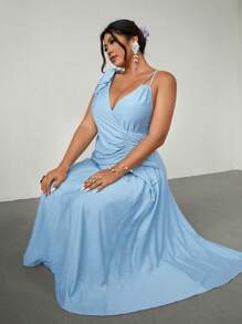 Firerie 大码女式优雅不对称垂坠长裙