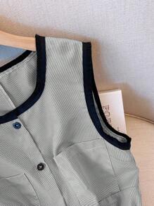 Franclia بلوزة رباط كاجوال للنساء بألوان كتل مخططة بدون أكمام، مناسبة للربيع والصيف