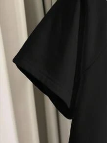 INAWLY 女士休闲插肩袖短袖套装，运动风格，适合夏季 - 黑色 - 查看 6