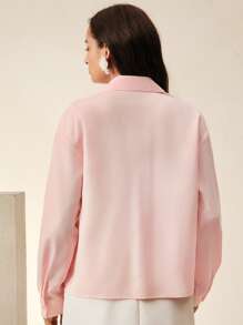 Anewsta Chemise ample à manches dolman de couleur unie avec un design ajouré à broderie florale 3D