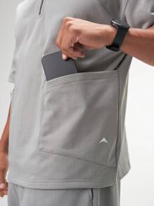 ARC Activewear 1/4 拉链毛衣 高性能上衣 健身房运动 短袖 - 灰色 - 查看 3