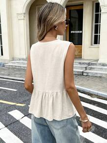 Serisse Women's  Bridgerton Sleeveless Shirt, Simple Vacation Lace Up Short Top, Summer Blouse For Women, Front Lace Up, Lace Up Blouse, Short Sleeve Blouse, Cute Summer Blouse  Wear Women's Solid Color Strap Sleeveless Vacation & Leisure Shirt Earthy Clothes