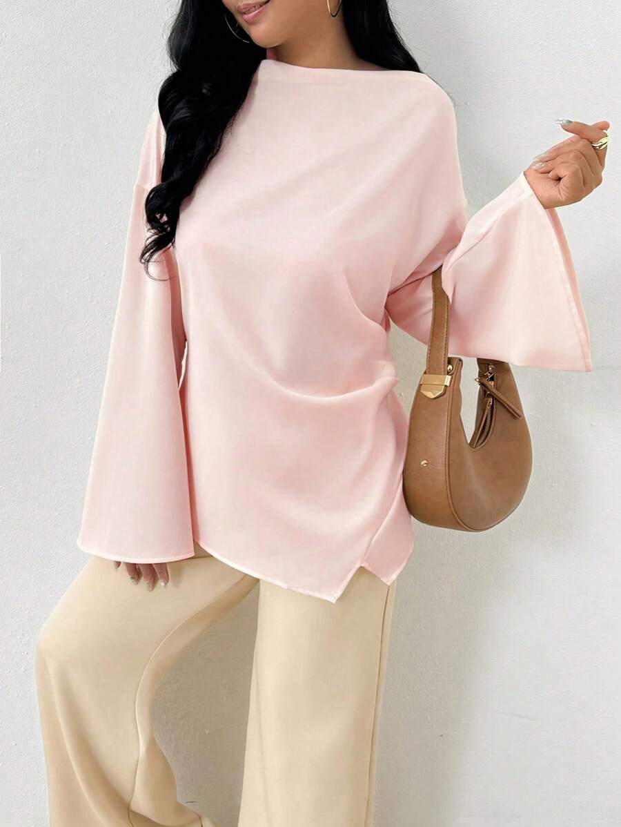 INAWLY Women's Elegant Daily Commute Middle Eastern Style Shirt Fall Cloth For Women - Pink - View 1
