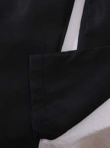 SHEIN 幼儿男童休闲长袖假翻领衬衫，搭配纯黑色裤子，时尚百搭，适合上学、外出、春夏秋季、返校季 - 彩色 - 查看 6