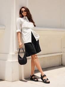 HighSole Women's Fashion Black Wedge Platform Sandals - Black - View 10