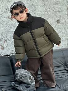 DAZY 男童撞色连帽休闲羽绒服 - 綠色 - 查看 7