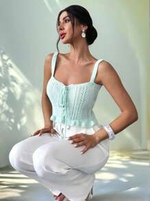 Firerie 女士前系带修身蕾丝花边吊带背心