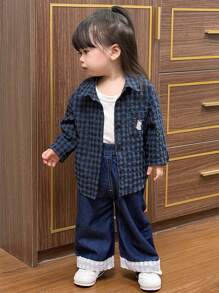 Dazy Kids 女婴休闲宽松条纹长袖上衣，夏季，幼儿秋季服装 - 黑色 - 查看 6