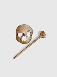 ROMWE Goth 1 件哥特式做旧骷髅设计发夹和发卡，适合女士（做旧细节随机），万圣节