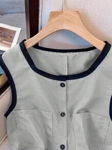 Franclia بلوزة رباط كاجوال للنساء بألوان كتل مخططة بدون أكمام، مناسبة للربيع والصيف