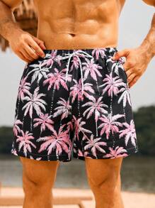 Surfspeed Men's Casual Coconut Tree Print Beach Shorts - Multicolor - View 6