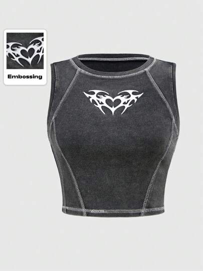 Grunge Punk كامي مقطع ممزق ذو طباعة معدنية ملونة بطراز الشارع البنكي للنساء مقاسات كبيرة