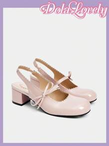 Dola Lovely 粉色甜美丝带和蝴蝶结装饰玛丽珍洛丽塔女鞋 - 粉色 - 查看 9