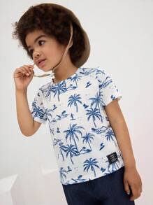 SHEIN 年輕男孩熱帶印花t恤