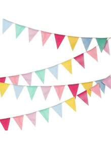 1 套 3.6 米粗麻布卡其色横幅、粗麻布三角旗、亚麻彩旗、花环丝带，适用于生日、婚礼、派对、露营、波西米亚春季复活节、节日派对装饰 - 彩色 - 查看 4