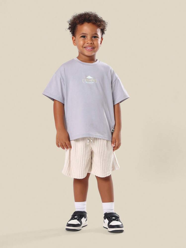 Ensemble deux pièces t-shirt imprimé Californie et short en velours côtelé