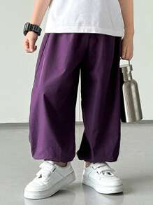 多件装新款春夏活力青年男孩口袋和贴片装饰宽松裤，采用柔软轻盈的面料制成，前袋和后贴袋设计，实用简约，适合日常穿着、跑步、玩耍、上学、活动、派对 - 彩色 - 查看 2