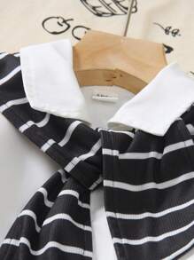 SHEIN 幼儿男童休闲长袖假翻领衬衫，搭配纯黑色裤子，时尚百搭，适合上学、外出、春夏秋季、返校季 - 彩色 - 查看 7