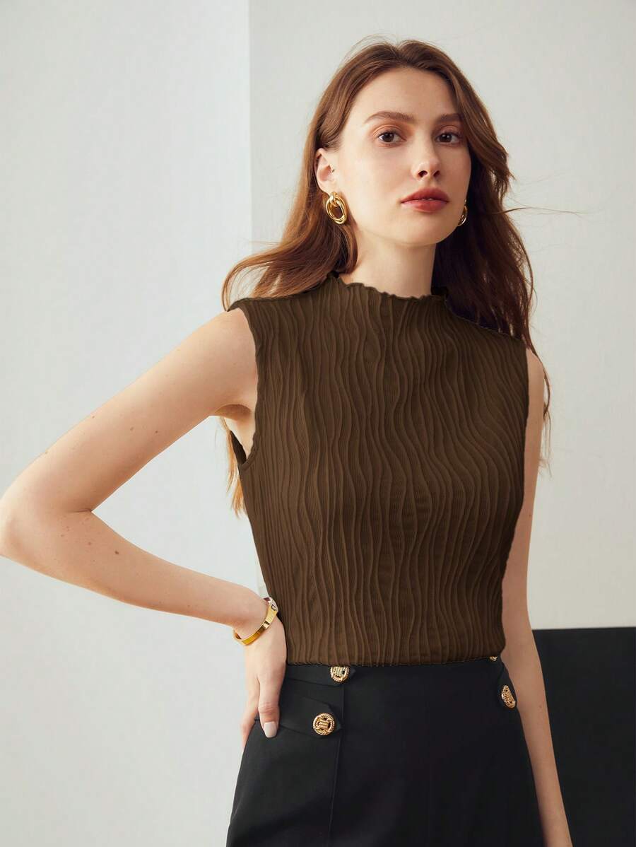 MOTF PREMIUM SOLID TEXTURED FUNNEL NECK TANK TOP