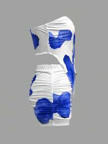 INAWLY 女士夏季度假吊带背心和迷你裙两件套 - 藍色 - 查看 3