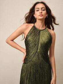 Anewsta Elegant Vintage Bohemian Tassel Maxi Dress, Suitable For Spring, Summer, Holidays, Festivals, Beaches, Parties, And Easter