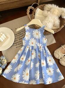 LMoss Kids 女婴碎花无袖休闲连衣裙