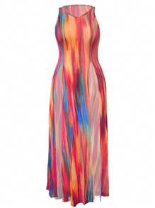 INAWLY Đầm xòe hở vai cổ tròn nhiều màu sắc gợi cảm cho mùa hè cỡ lớn dành cho nữ - Nhiều màu - Xem 6