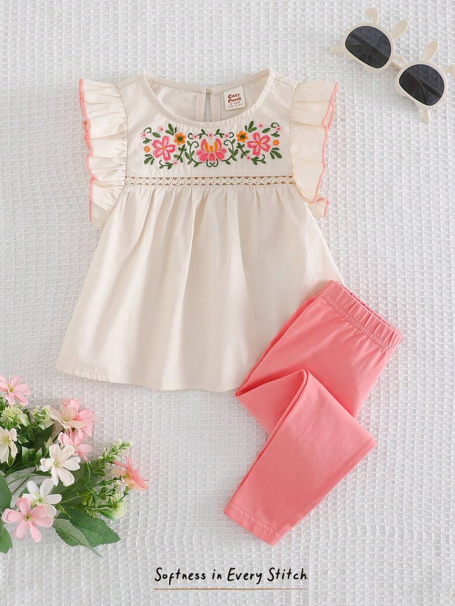 Cozy Pixies Conjunto de 2 peças para bebê menina, Top regata com gola ...