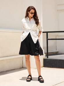 HighSole Women's Fashion Black Wedge Platform Sandals - Black - View 4