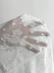 Rafferiza 时尚性感提花露肩收腰复古法式蝴蝶结装饰女式连衣裙 - 白色 - 查看 8
