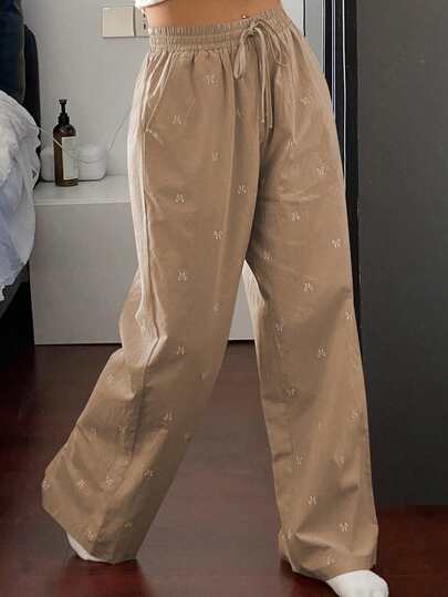 DAZY 可爱蝴蝶结印花全身宽松睡裤，秋季睡衣