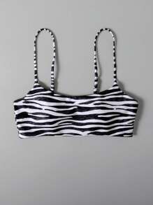 Bonvoyette Vacation Beach Swimwear Top, Random Print For Summer