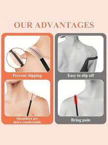 SHEIN Clips de tirantes de silicona para sujetadores, color nude/blanco/negro, almohadillas para los hombros antideslizantes, protector de tirantes de sujetador suave e invisible (con agujeros)