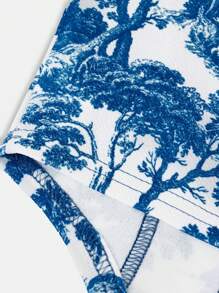 SHEIN 女童逼真印花针织背心，适合夏季度假 - 藏蓝色 - 查看 4