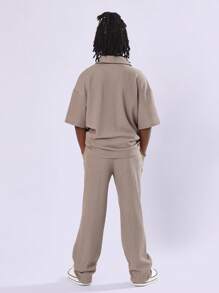 SUMWON Conjunto coordinado de felpa tipo polo, ropa de estar en casa casual y cómoda