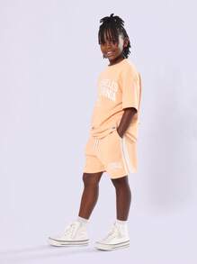 SUMWON Los Angeles California Youth Sweatshirt Shorts Set Summer Fashion Always Awesome Comfortable Wear - Orange - View 7